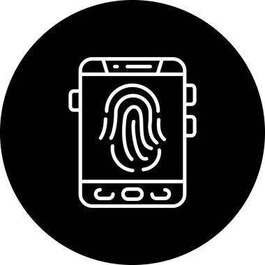 Akıllı telefon ikonu. Parmak izi, şifre işareti. Beyaz arkaplanda vektör simgesinin düz çizimi