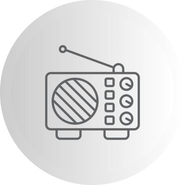 Uygulamalar veya web sayfaları için uygun klasik radyo simgesi, bir anten, çevirme ve hoparlör ile doğrusal tasarım içerir.