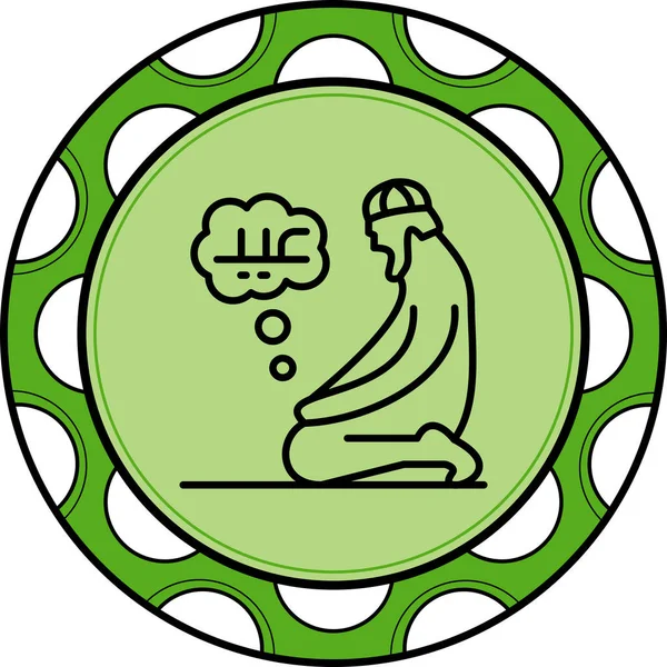 Kurban Bayramı İkonası, Müslüman adam düşüncelerle diz çöküyor