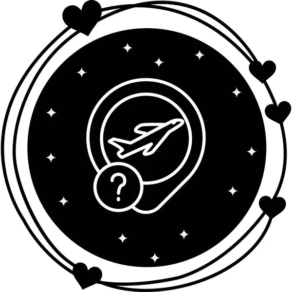 Seyahat uygulamaları veya web sayfaları için uygun ünlem işaretli basit bir uçak grafik simgesi.