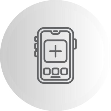 line-art smartphone with a plus sign on the screen, suitable for apps or web pages