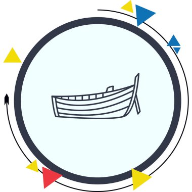 ahşap sandal hattı düz simgesi