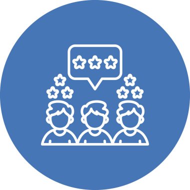 Popülerlik simgesi, yıldız ve konuşma baloncuğu olan üç kişi.