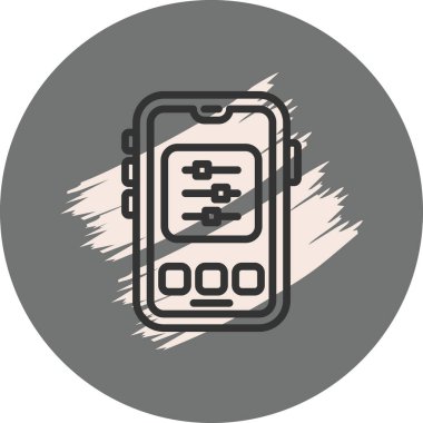 Dairesel arkaplan içinde üç düğmeli akıllı telefon gösterme ayarları kaydırıcıları. Uygulamalar veya web sayfaları için uygun mobil aygıt ayarlama arayüzü.