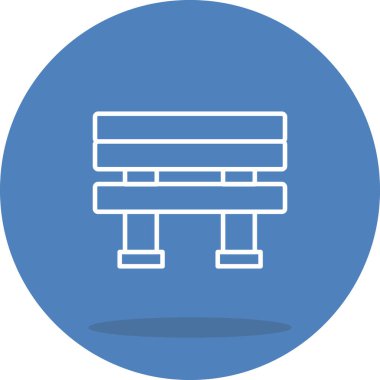 Uygulamalar veya web sayfaları için uygun renkli bir gradyan ile, modern doğrusal park mobilya tasarımı içeren minimalist bank çizimi.