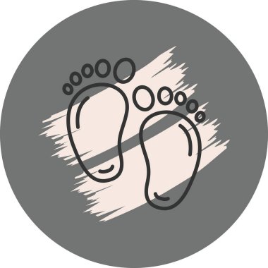 Yeni doğmuş bir bebeği temsil eden bir çift bebek ayak izinin minimalist çizgi simgesi.