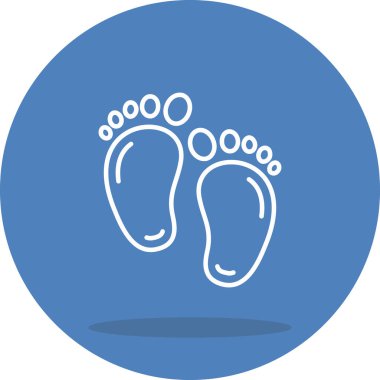 Yeni doğmuş bir bebeği temsil eden bir çift bebek ayak izinin minimalist çizgi simgesi.
