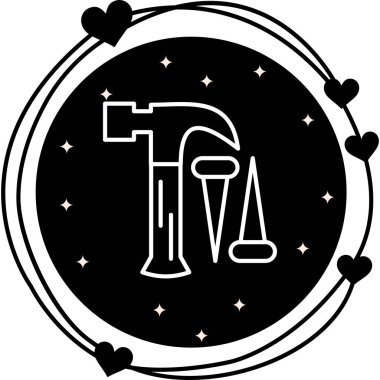 Modern Çekiç Hattı Simgesi Beyaz Arkaplanda İzole Edildi 