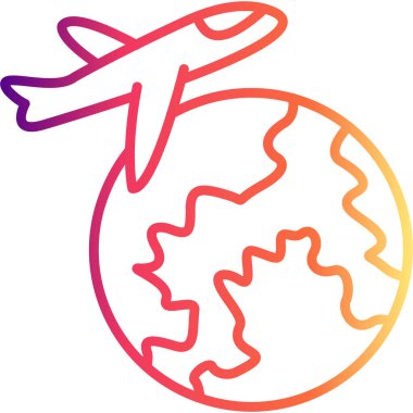 Bir dünyayı gösteren seyahat simgesi, rezervasyon uygulamaları veya turizm web sayfaları için uygun bir uçak.