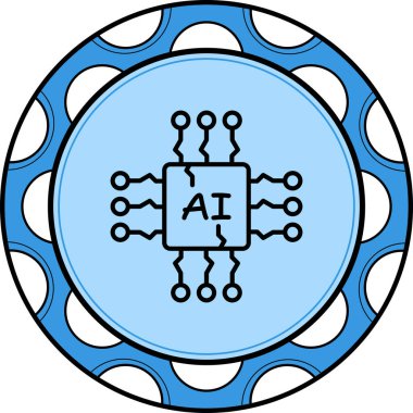 Devre kartlı mikroçip simgesi. Doğrusal ve siluet biçimi.