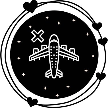 Basit bir uçak grafik simgesi, arama veya keşif için uygun bir büyüteç ile görünür..