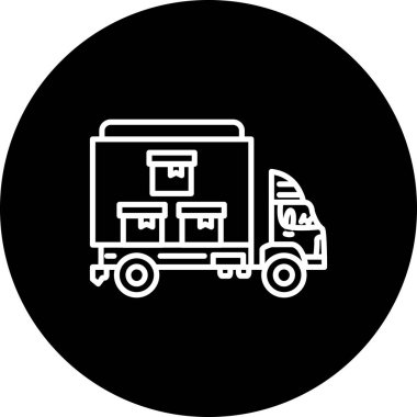 Teslimat kamyonu satırı simgesi, vektör çizim