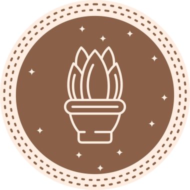 Taslak, bir saksı bitkisini tasvir ediyor. Birkaç sivri, sulu yaprağı var..