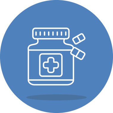 Kapsüllü bu ilaç şişesi illüstrasyonu, çapraz çizgili doğrusal tasarım içeren uygulamalar veya web sayfaları için uygundur..