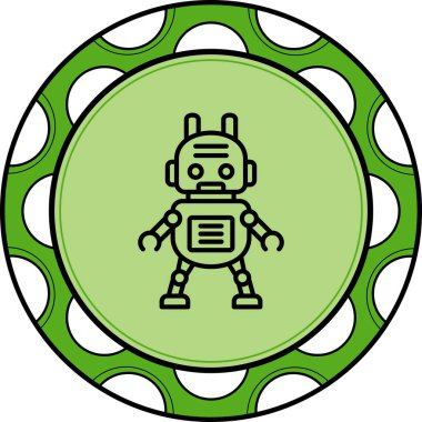 Robot çizgi simgesi, vektör illüstrasyonu