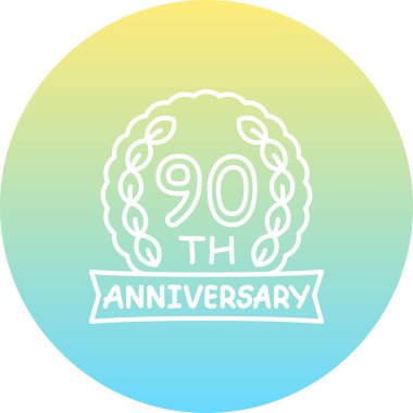 90. yıldönümü ikonu. Uygulamalar ve web sayfaları için logo