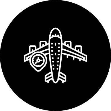 Bir hedefe varış veya seyahat uygulamalarında başarılı uçuş takibi için uygun bir konum işaretleyicisi içeren bir uçağın basit bir çizgi çizelgesi..