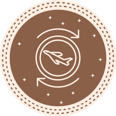 Dairesel çerçevede soru işareti olan bir uçağın basit bir çizgisi çizimi, uçuş sorguları, bilgi masaları veya seyahat SSS bölümleri için uygundur.