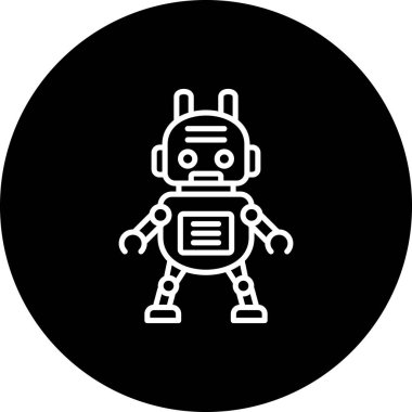 Robot çizgi simgesi, vektör illüstrasyonu