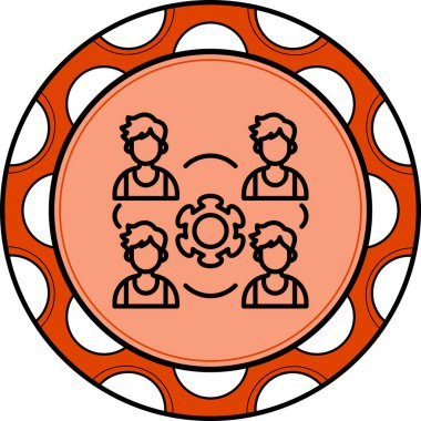 Merkezi bir dairesel amblem, resmi bir işbirliği anlaşmasını sembolize ederek iş adamlarının takım çalışmasını resmediyor.