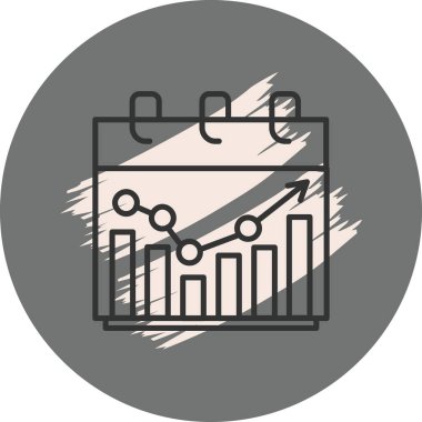 Finansal büyüme grafiklerini ve okunu gösteren takvim simgesi