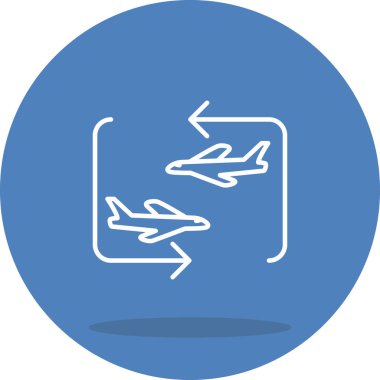 A simple line illustration of an airplane with an exclamation mark in a circular frame, suitable for travel alerts or flight status notifications.