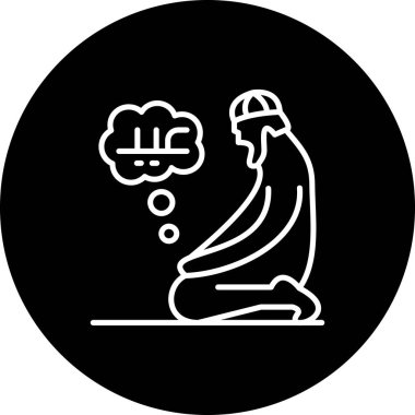 Kurban Bayramı İkonası, Müslüman adam düşüncelerle diz çöküyor