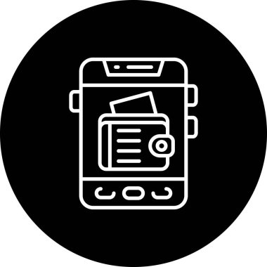 Dijital Cüzdan Hattı Simgesi Beyaz Arkaplanda İzole Edildi