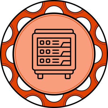 Sunucu Rack Simgesi, basit vektör illüstrasyonu       