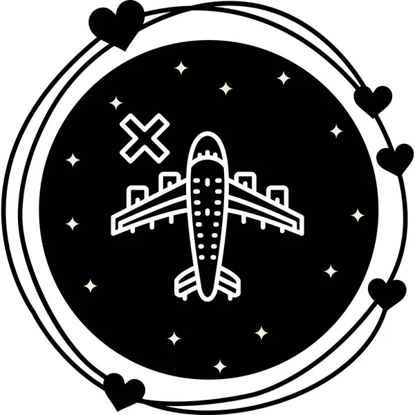 Basit bir uçak grafik simgesi, arama veya keşif için uygun bir büyüteç ile görünür..