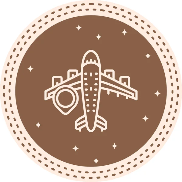 Uçuş takibi veya seyahat uygulamalarındaki varış zamanı bilgisi için uygun konum işaretleyicisi ve saate sahip bir uçağın basit bir çizgisi çizimi.