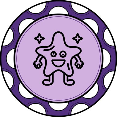 Yıldız Şeklinde Emoji Çizgisi Simgesi, Beyaz Arkaplanda İzole Edilmiş Basit Resimler