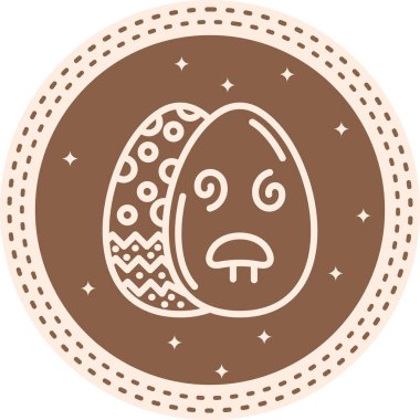 Paskalya Yumurta Çizgisi Simgesi, Düz Emoji, Basit Resimler Beyaz Arkaplanda İzole Edildi