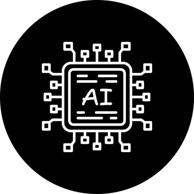 Devre kartlı mikroçip simgesi. Doğrusal ve siluet biçimi.