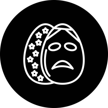 Üzgün bahar yumurtası ikonu. İki süslü Paskalya yumurtası, birinin yüzü asık.