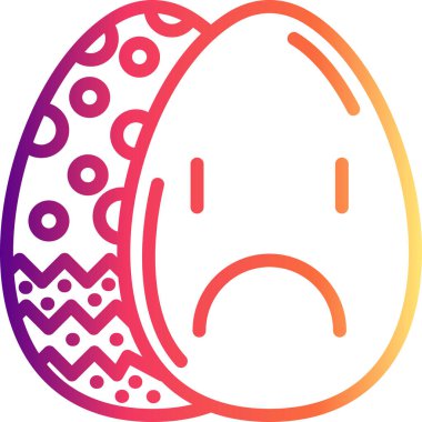 Paskalya Yumurta Çizgisi Simgesi, Düz Emoji, Basit Resimler Beyaz Arkaplanda İzole Edildi