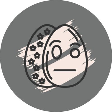 Paskalya Yumurta Çizgisi Simgesi, Düz Emoji, Basit Resimler Beyaz Arkaplanda İzole Edildi