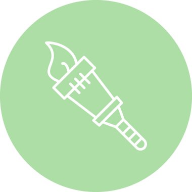 Yangın Meşale Hattı Simgesi, Basit Görüntü Beyaz Arkaplanda İzole Edildi