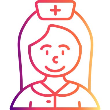 Profesyonel sağlık uygulamaları ya da tıbbi web sayfaları için tasarlanmış minimalist beyaz hemşire çizgisi grafiği.