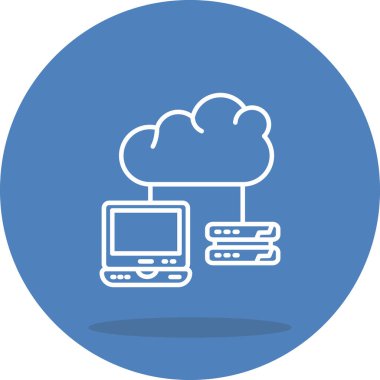 Bulut Hesaplama Servisi Asgari Düz Vektör İllüstrasyonu