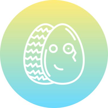 Paskalya Yumurta Çizgisi Simgesi, Düz Emoji, Basit Resimler Beyaz Arkaplanda İzole Edildi