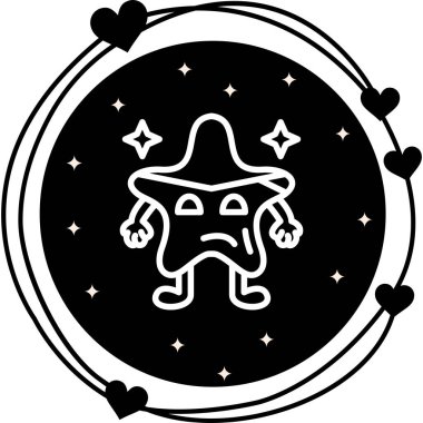 Yıldız Şeklinde Emoji Çizgisi Simgesi, Beyaz Arkaplanda İzole Edilmiş Basit Resimler