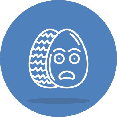 Paskalya Yumurta Çizgisi Simgesi, Düz Emoji, Basit Resimler Beyaz Arkaplanda İzole Edildi