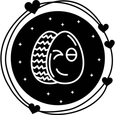 Paskalya Yumurta Çizgisi Simgesi, Düz Emoji, Basit Resimler Beyaz Arkaplanda İzole Edildi