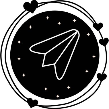 Yukarıyı gösteren kağıt uçağın minimalist taslağı. Basit Web Düğmesi