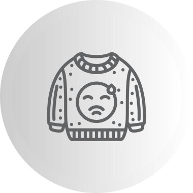 Emoji Satır Simgesi olan süveter, Beyaz Arkaplanda İzole Edilmiş Basit İllüstrasyon