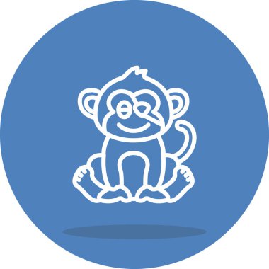 Çizgi Maymun Çizgisi Simgesi, Beyaz Arkaplanda Yaratıcı İllüstrasyon