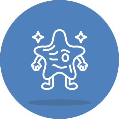 Yıldız Şeklinde Emoji Çizgisi Simgesi, Beyaz Arkaplanda İzole Edilmiş Basit Resimler