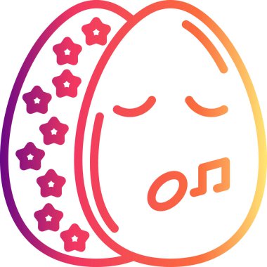 Neşeli bahar yumurtası ikonu. İki süslü Paskalya yumurtası, biri gülen yüzlü..