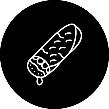 Burrito Satır Simgesi, Beyaz Arkaplanda Basit Görüntü 